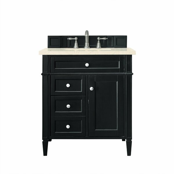 James Martin Vanities Brittany 30in Single Vanity, Black Onyx, w/ 3 CM Eternal Marfil Quartz Top 650-V30-BKO-3EMR